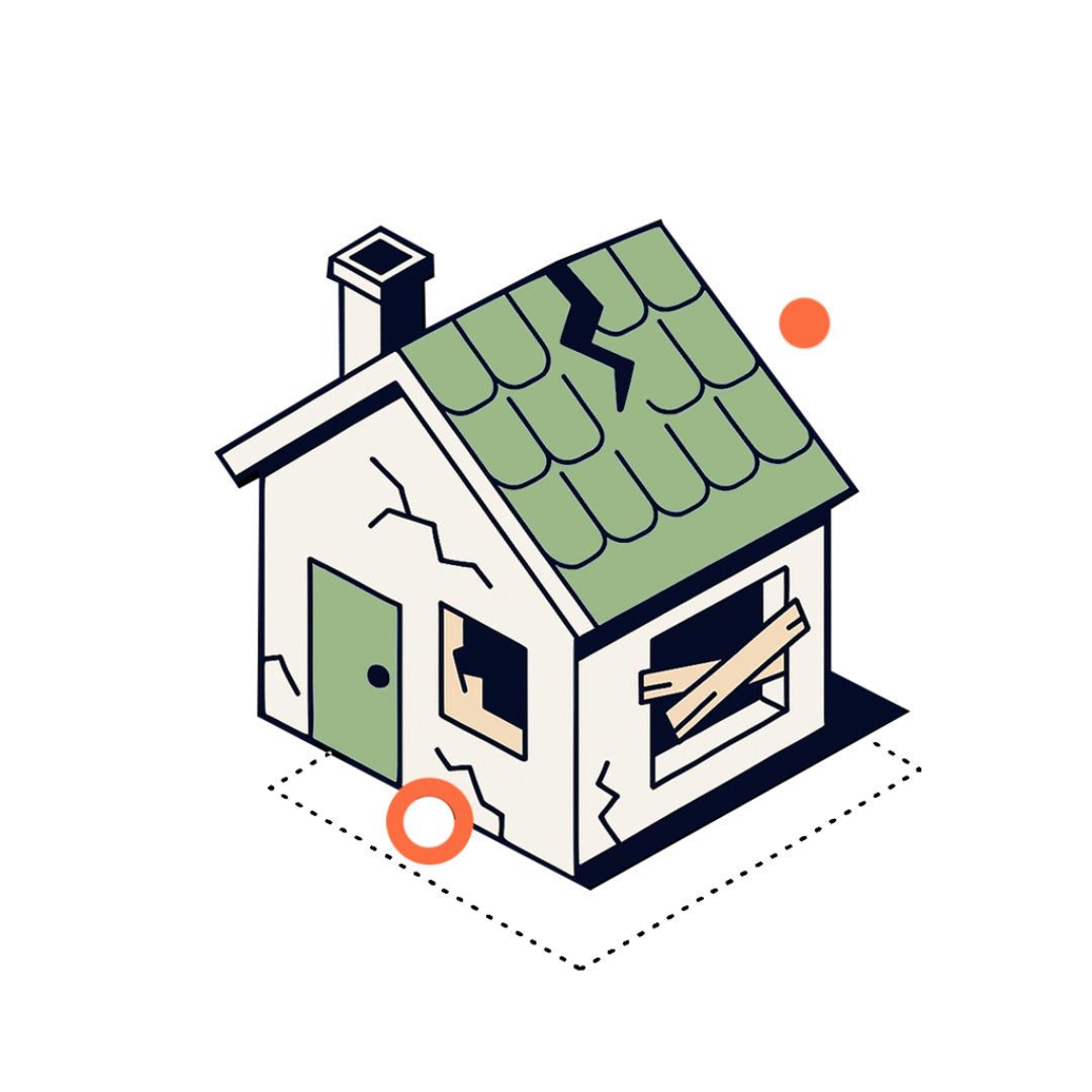 Illustration of a house that needs repairs