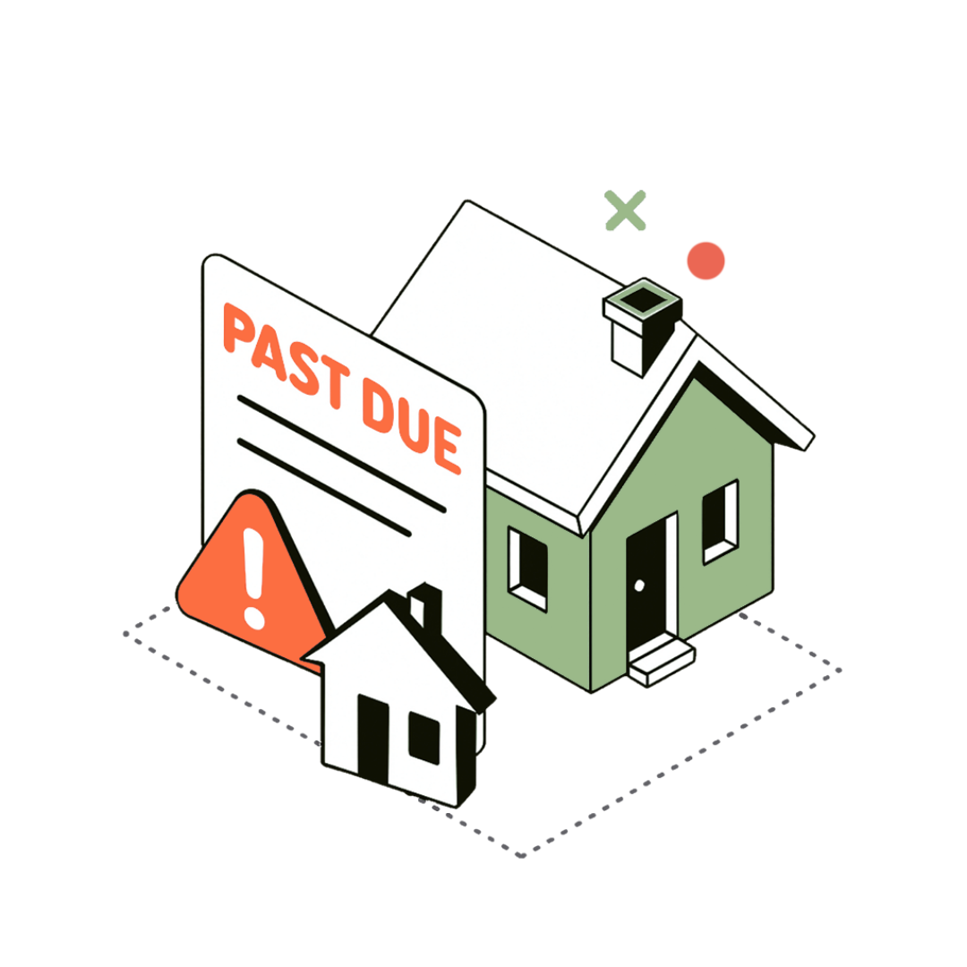 Illustration of a home and a past-due notice